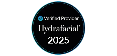 Hydrafacial Verified Provider 2025 logo displayed on The Axis Clinic London website.